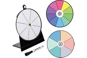 iobiotio Spinning Prize Wheel, 6 inch Wheel-Spinning Wheel for Prizes with Stand, 6,8,10 Slots Color Small Tabletop Roulette Spinner, Easy Assembly and Erasable, Portable