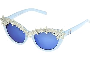 Disney Girls Frozen Snowflakes Kids Cat Eye Sunglasses, Light Blue, 48