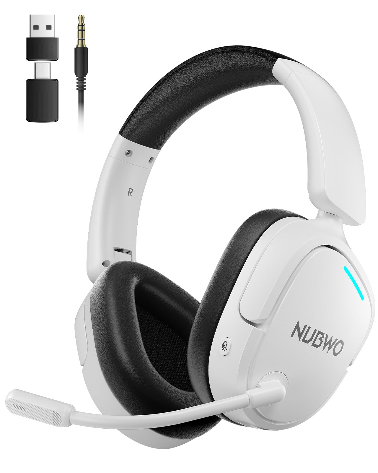 Photo 1 of NUBWO Wireless Gaming Headset for PC, PS5, PS4, Connect to Game & Phone Simultaneously (2.4GHz + Bluetooth), 3 EQ Modes, 50H Battery, PS5 Headset with Mic, Lightweight Foldable Headphones White/Black