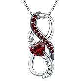 KiiKii Infinity Birthstone Necklace for Women 925 Sterling Silver Gemstone Pendant Birthstone Jewelry Anniversary Birthday Gifts for Wife Mom