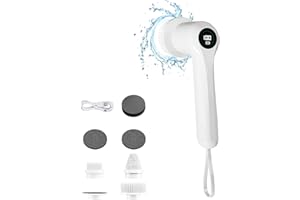 Electric Spin Scrubber, WKY Power Shower Cleaner Cleaning Brush Scrubbers for Cleaning Shower,Bathroom,Tub,Tile,Stove,Bathroom Cleaner Brush Electric, 6 Scrub Brush Heads, Bathroom Cleaning Tools
