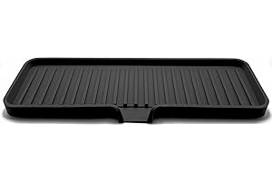 Happitasa Silicone Soap Dish Tray and Sponge Holder with Drain Chute | Bathroom and Kitchen Sink Organizer Caddy (Black, 12"x4", 7.4 Ounces)