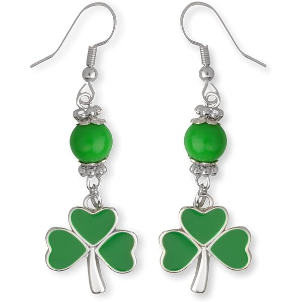 St. Patrick's Day Jewelry Set - 925 Sterling Silver Green Clover Earrings & Necklace - View #4