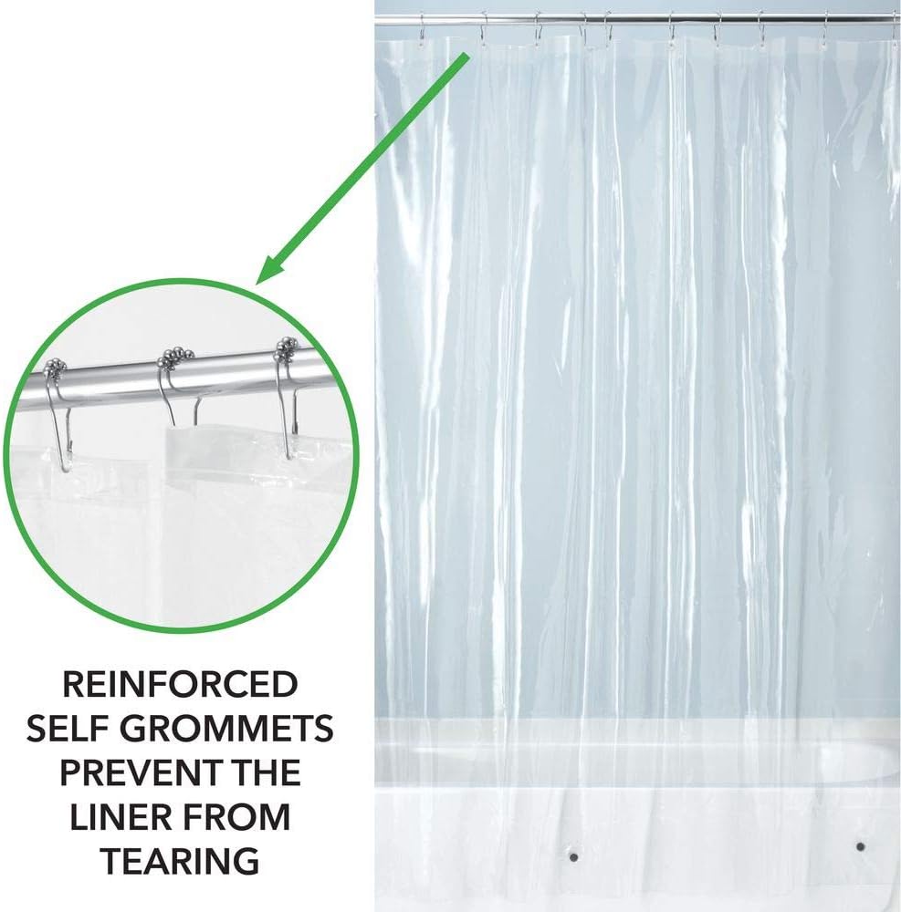 mDesign Plastic, Mold/Mildew Resistant, PEVA Shower Curtain Liner for Bathroom Showers and Bathtubs - 3 Gauge - 2 Pack - Clear: Home & Kitchen