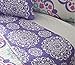 Mytex, Vivian 4-Piece Quilt Set Featuring Medallion Pattern, Bohemian Style, Cotton, Reversible Bedding, Teen, Girls, Purple, Aqua, and Pink Full