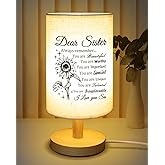 Calibron Sister Gifts, Sister Birthday Gifts Fabric Lamp, Birthday Gifts for Sister, Sisters Gifts from Sister Table Lamp with Wooden Stand, Anniversary Wedding Gifts for Sister