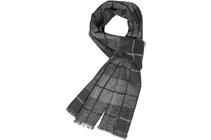 Prupoky Mens Winter Scarf Cashmere Feel Warm Scarves Long Plaid Tassel Scarf for Men