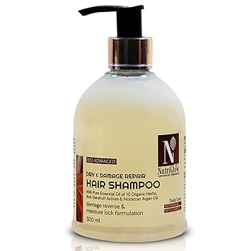 NutriGlow Advanced Organics Bio Advanced Daily Use Dry and Damage Repair Hair Shampoo/Damage Reverse/Moisture Lock Formulation/Argan and Essential Oils/No Parabens/No Sulphates- 300 ml