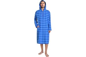 Latuza Men's Hooded Nightshirt Cotton Flannel Sleep Shirt Nightgown