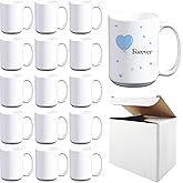 LaiHiulaan 15 PACK 15 oz sublimation mugs with boxes round handle tazas para 15oz ounce coffee cups for sublimation mug blanks bulk products (White, 15PCS-15OZ)
