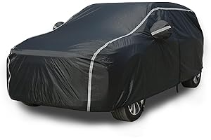 Tecoom Car Cover Waterproof All Weather, Car Covers for Automobiles with Zipper Door, Cotton Backing, Windproof Sun UV Hail Protector, Universal Fit for SUV (170"-190")