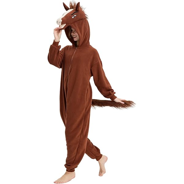 Amazon.com: Fun Costumes Adult Horse Hooded Jumpsuit Unisex, Farm