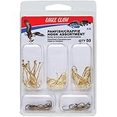 Eagle Claw PANFISH/Crappie Hook Assortment, Fishing Hooks for Freshwater PANFISH/Crappie, 80 Hooks, Sizes 2 to 8, Brown, One Size (619H)