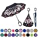 MRTLLOA Windproof Inverted Reverse Umbrella with UV Protection, C-Shaped Handle Double Layer Stick Umbrella for Rain (Flowers)