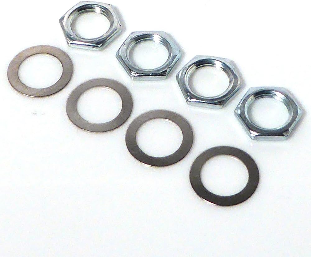 4x potentiometer (pot) nuts and washers in chrome tone or volume BigaMart