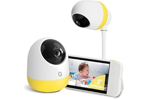 ELLIE BABY PRO Ellie Pro Baby Monitor with Camera and Audio,5'' IPS 2K UHD Resolution,6000mAh Battery, Remote Pan-Tilt-5X Zoom, 2-Way Talk,No WiFi, Night Vision, Virtual Fence 24hr Play Back and 1000ft Range