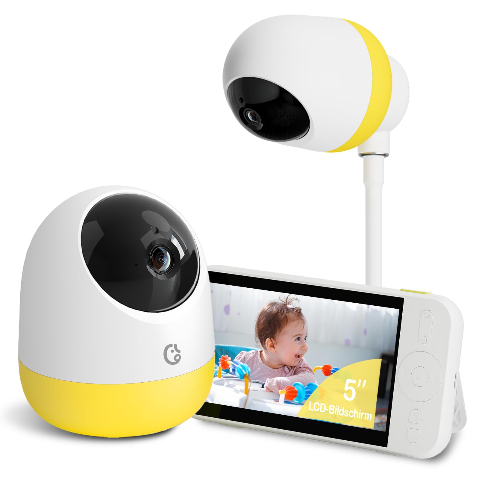 Photo 1 of Ellie Pro Baby Monitor with Camera and Audio,5'' IPS 2K UHD Resolution,6000mAh Battery, Remote Pan-Tilt-5X Zoom, 2-Way Talk,No WiFi, Night Vision, Virtual Fence 24hr Play Back and 1000ft Range