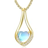 Zoeniya Birthstone Necklaces for Women,18k Yellow/White Gold Plated Forever Love Heart Infinity Pendant Necklace Anniversary Jewelry Christmas Birthday Gifts for Wife Girlfriend Daughter
