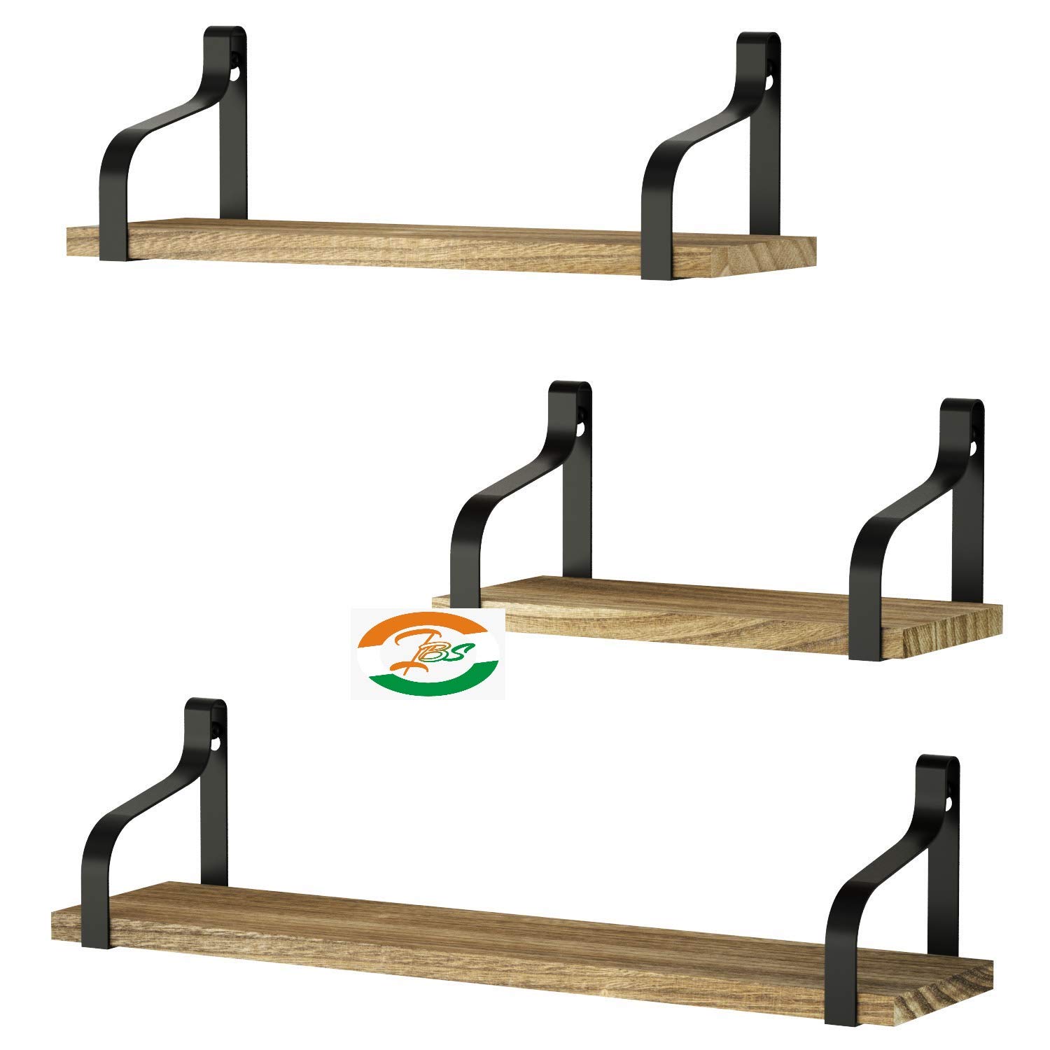 Mfs Craft World Wooden Wall Mount Iron Storage Outdoor Garden Shelf Natural Finish Set Of 3 Diwali Gift Item Home Decor Product Amazon In Furniture