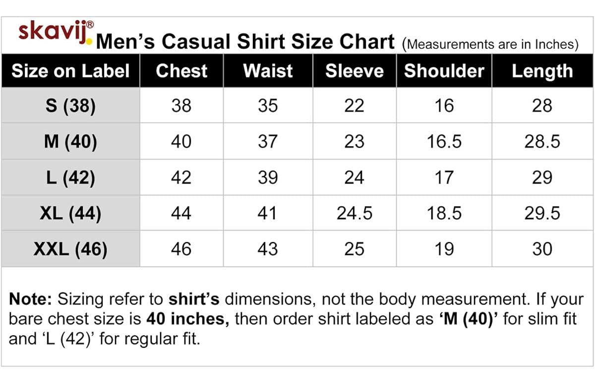 l slim fit size chart