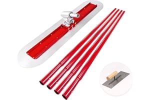 Bull Float Concrete Bull Float Tool Kit 48"x12" Fresno Round End Stainless Steel Board Kit Tool Cement Trowel Tools Float Bracket Concrete Tools Finishing With 48" Aluminum Alloy Handle x4 VOYAR
