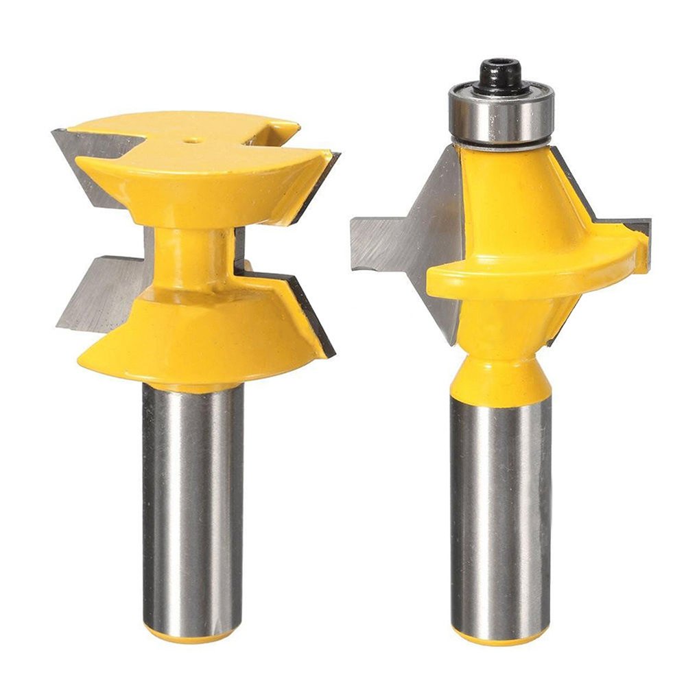 Photo 1 of Yakamoz 2Pcs Matched 1/2" Shank Tongue and Groove Router Bit Set 120 Degree Woodworking Groove Chisel Cutter Tool