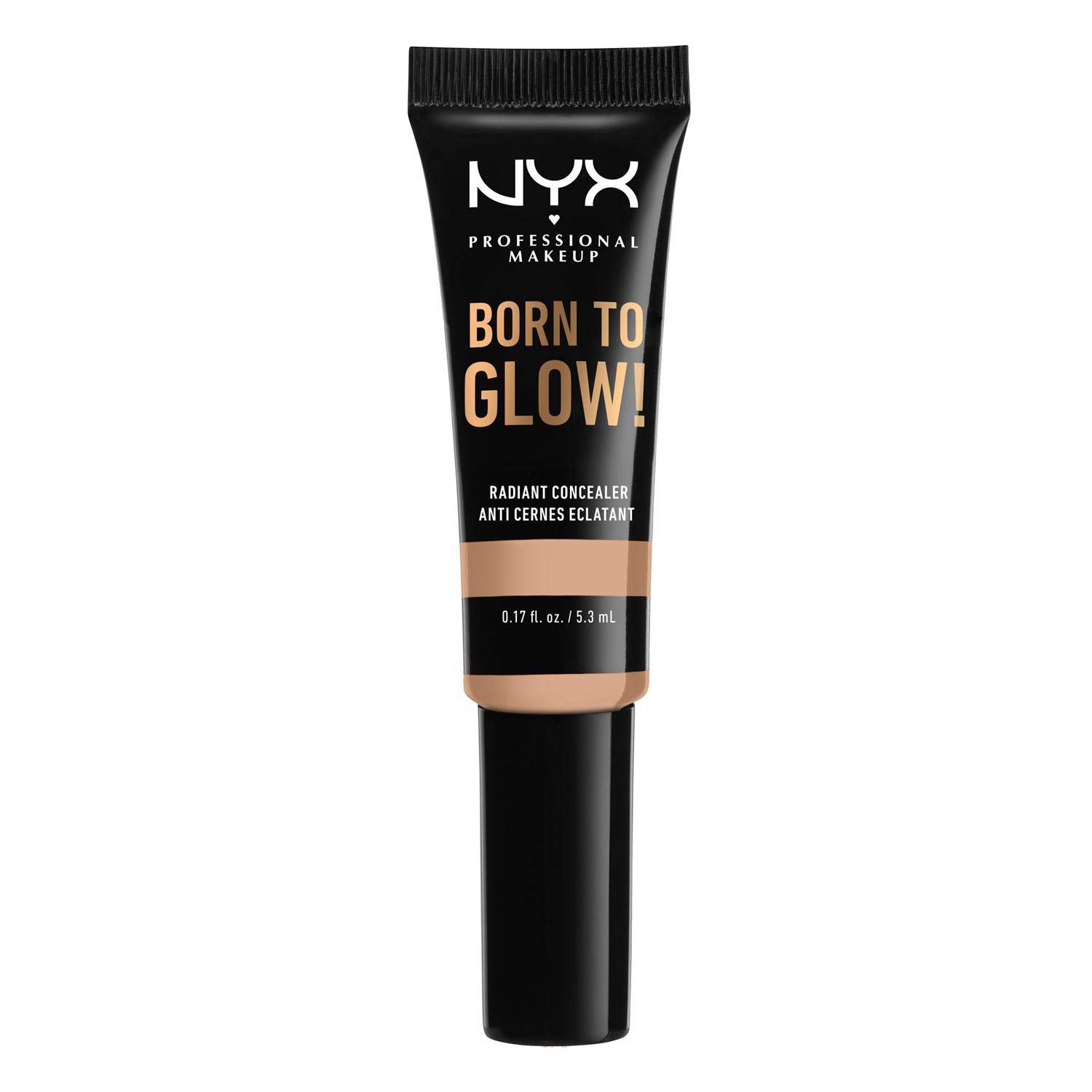 NYX Professional Makeup Born to Glow Radiant Concealer, Iridescent Finish, Reduces Under Eye Circles, Highlight and Contour, Vegan Formula, Shade: Natural