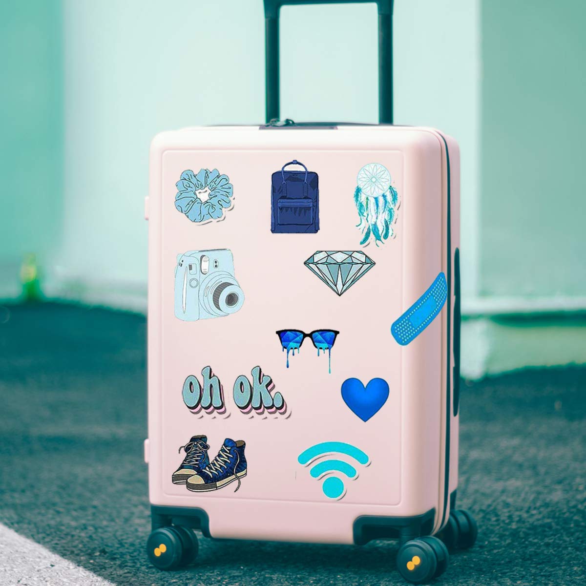 Trendy VSCO Vinyl Stickers for Laptop Water Bottles (50-Pack) Cute Aesthetic Waterproof Stickers for Hydro Flask Phone Skateboard Guitar, Suitable for Girls, Kids, Teens, Adults (Blue Series)