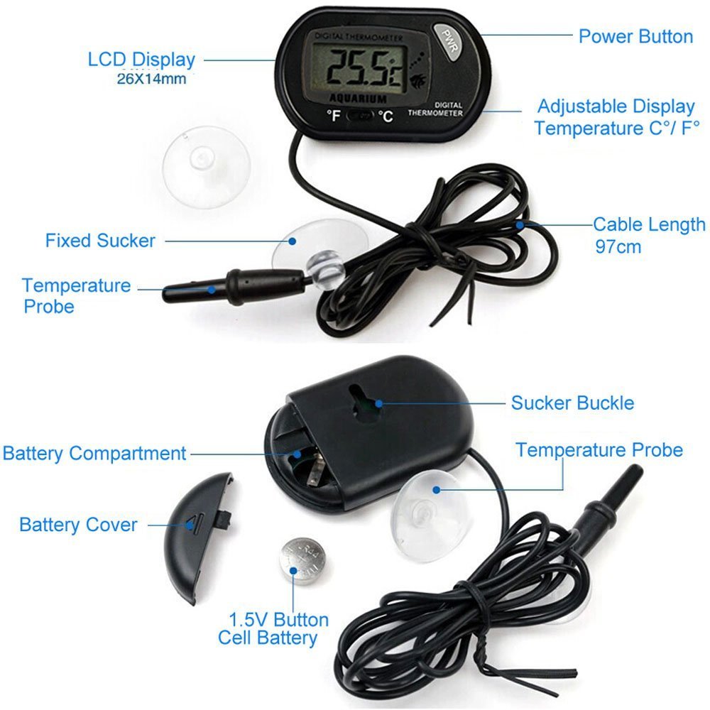 AUTIDEFY LCD Digital Aquarium Thermometer Fish Tank Water Terrarium Temperature (3 Pack)