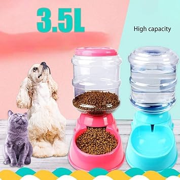 Combo Automatic Anti - Skid Self Pet Food Dispenser & Water Dispenser 3.5 L for Healthy pet Care of Cats/Dogs/Kittens & Puppies - (1 Food Dispenser & 1 Water Dispenser Combo)