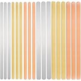 ABBECIAO 18Pack Aluminum, Brass and Copper Cuff Bracelet Blanks Deburred for Metal Stamping and Engraving (1/4"x 6" and 3/8"x 6")