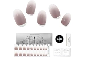 Adora Couture Semi Cured Gel Nail Strips with 20 Pieces, Salon Quality Nail Wraps for Women, Milky Ombre Grey UV Gel Nail Stickers, UV Light Required, Cocoa