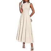 BTFBM Summer Dresses for Women 2026 Mock Neck Sleeveless High Waist Flowy Aline Maxi Spring Wedding Guest Dress Cocktail