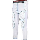Exxact Sports Combat Men's Padded Compression Leggings, 7-Pad Football Girdle Pants with Cup Pocket, Integrated Hip, Thigh, Knee & Tailbone Protection for Game-Day