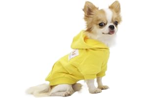 LOPHIPETS Dog Cotton Hoodies Sweatshirts for Small Dogs Chihuahua Puppy Clothes Cold Weather Coat-Yellow/M