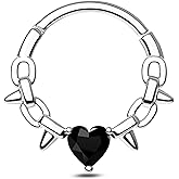 CM Crareesi Mania Spike Septum Rings, 16G Surgical Steel Septum Piercing Jewelry, Black Heart CZ Daith Earrings, Nose Rings Hoops for Women, Helix Cartilage Daith Piering Jewlery