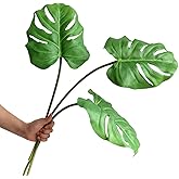 Ahvoler Artificial Monstera Leaves Tropical Palm Plants Leaves Large with Long Stem for Vase Home Wedding Decorations, 30", 3 pcs