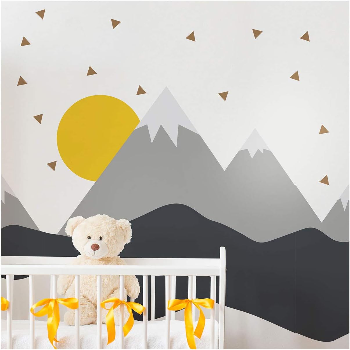 Ambiance Stickers Scandinavian Nordika Mountains Wall Decals, DIY Home Decor, Peel and Stick Removable Stickers, Waterproof and Self Adhesive Wall Art - H60 x L140 cm