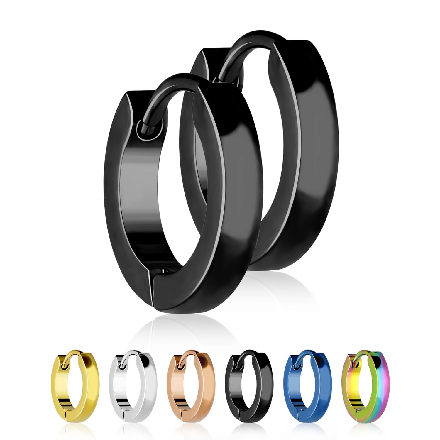 Treuheld® Narrow Creole Earrings Stainless Steel 6 Colours, schmal, Stainless Steel, No Gemstone
