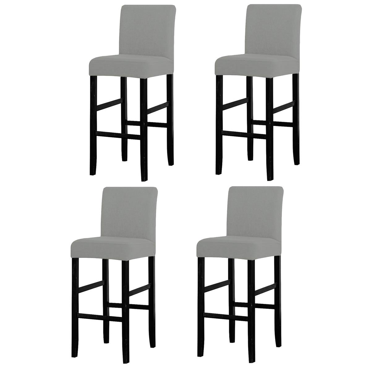 LANSHENG Bar Chair Stool Covers, Stretch Removable Washable Chair Slipcover Bar Stool Covers 4 for Short Swivel Dining Chair Back Chair Bar Stool Chair Pub Coffee counter(Light Grey,4 Pcs)