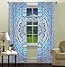Krati Exports Indian hippie curtains Bohemian psychedelic Ombre-mandala Wall-hanging-tapestry-blue Queen-size-large-82x82 Inches