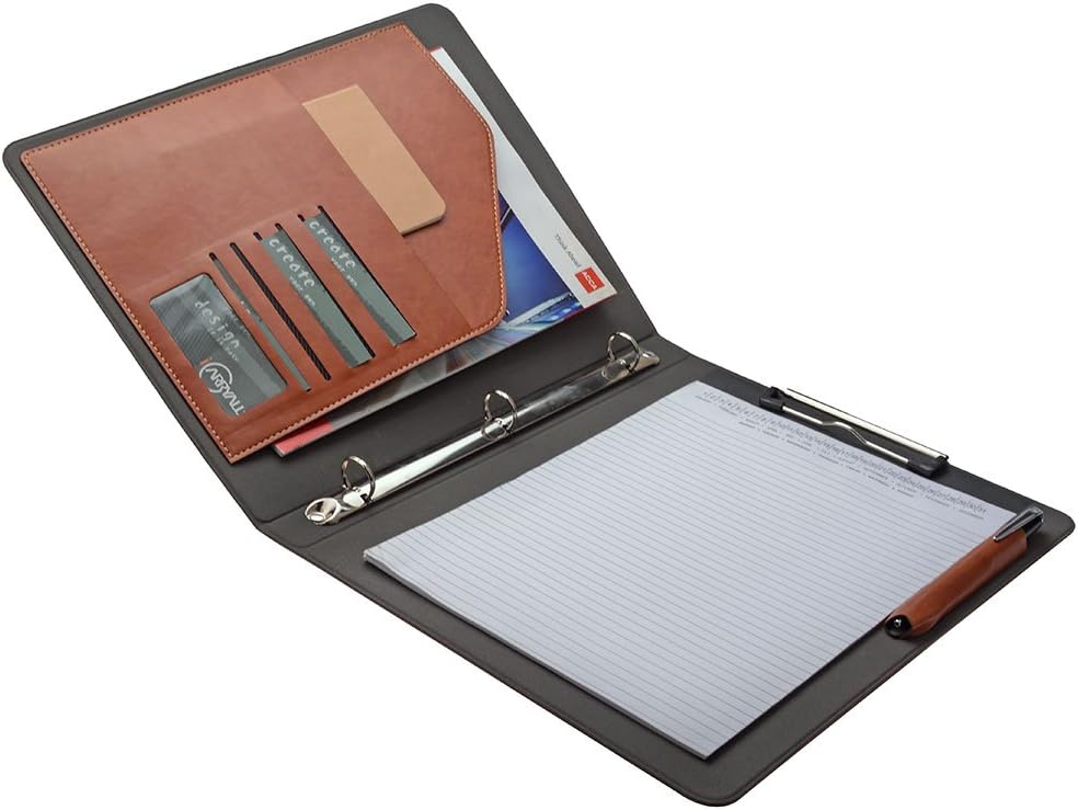 Binder Portfolio Organizer with Color File Folders, Business and Interview Padfolio with 3-Ring Binder, Clipboard : Office Products
