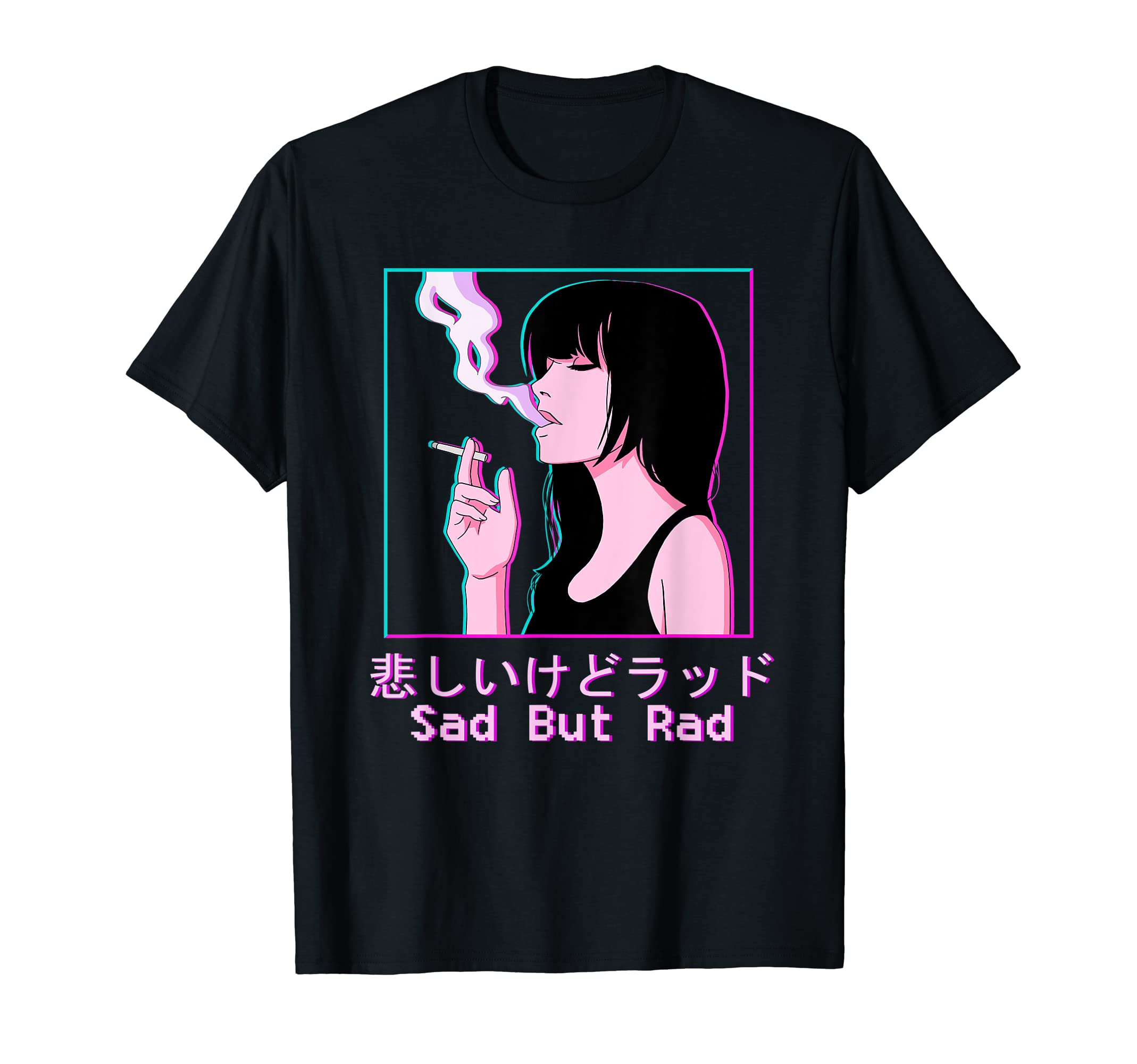 Japanese Vaporwave Aesthetic Sad But Rad Sad Anime Girl T-Shirt