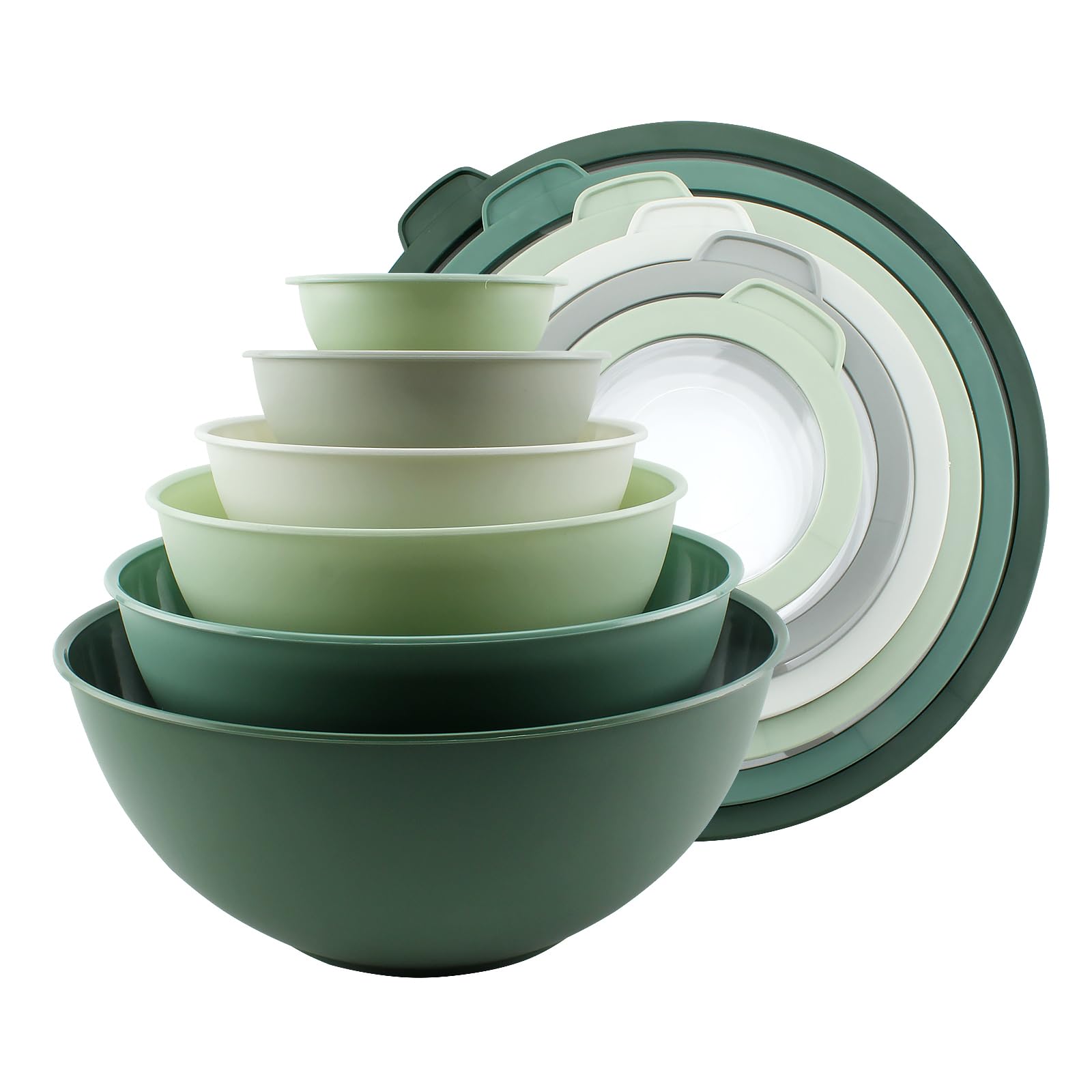 Photo 1 of **Only the big one** COOK WITH COLOR Mixing Bowls with Lids - 2 Piece Plastic Nesting Bowls Set includes 6 Prep Bowls and 6 Lids, Microwave Safe Mixing Bowl Set, Sage Tritan Lid