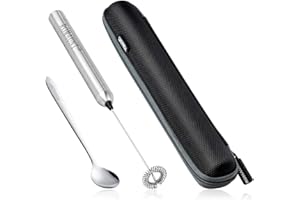(With Case & Spoon) - Handheld Milk Frother ROMAUNT Electric HandHeld Battery Operated Portable Mini Mixer Machine Milk Foame
