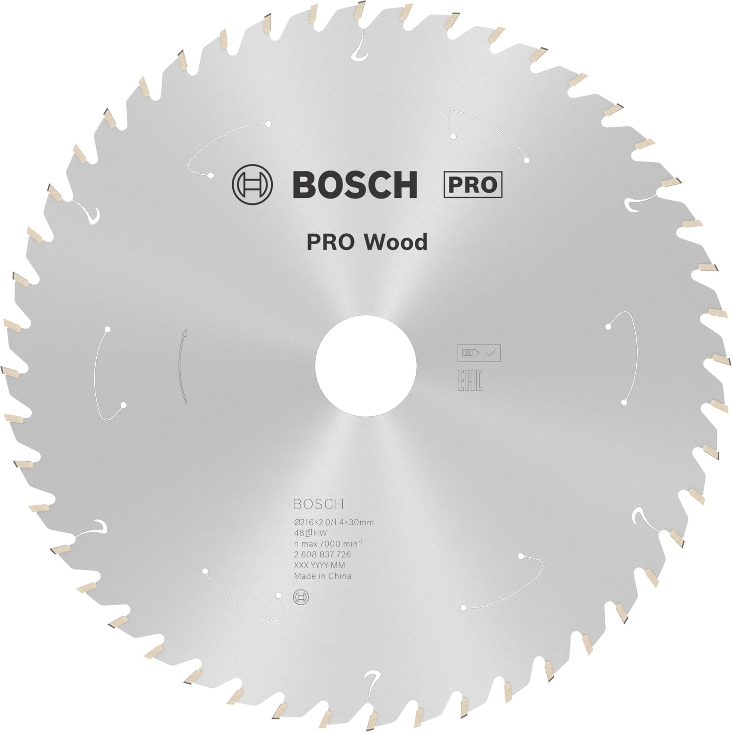 Bosch 1x PRO Wood Circular Saw Blades for Cordless Table Saws (for Softwood, Hardwood, Ø mm, Professional Accessory Table Circular Saw)