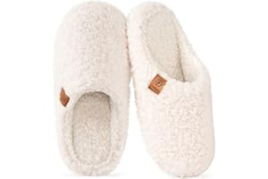 EverFoams Women's Warm Shearling Memory Foam Indoor Slippers Anti-Slip Lightweight Breathable Winter House Shoes