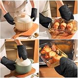 AUAUY 1 Pair Short Neoprene Cotton Oven Mitts Black Non-Slip Loop view 6