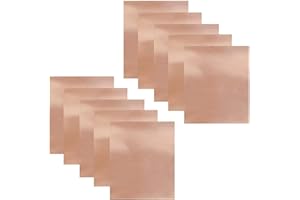 vootape 10Pcs 3.15 Mil Copper Foil Sheet [11.8inch x 7.9inch] with Double-Sided Conductive Adhesive Copper Tape for Guitar, DIY Crafts, Soldering, Stained Glass, Electrical Repairs, Grounding