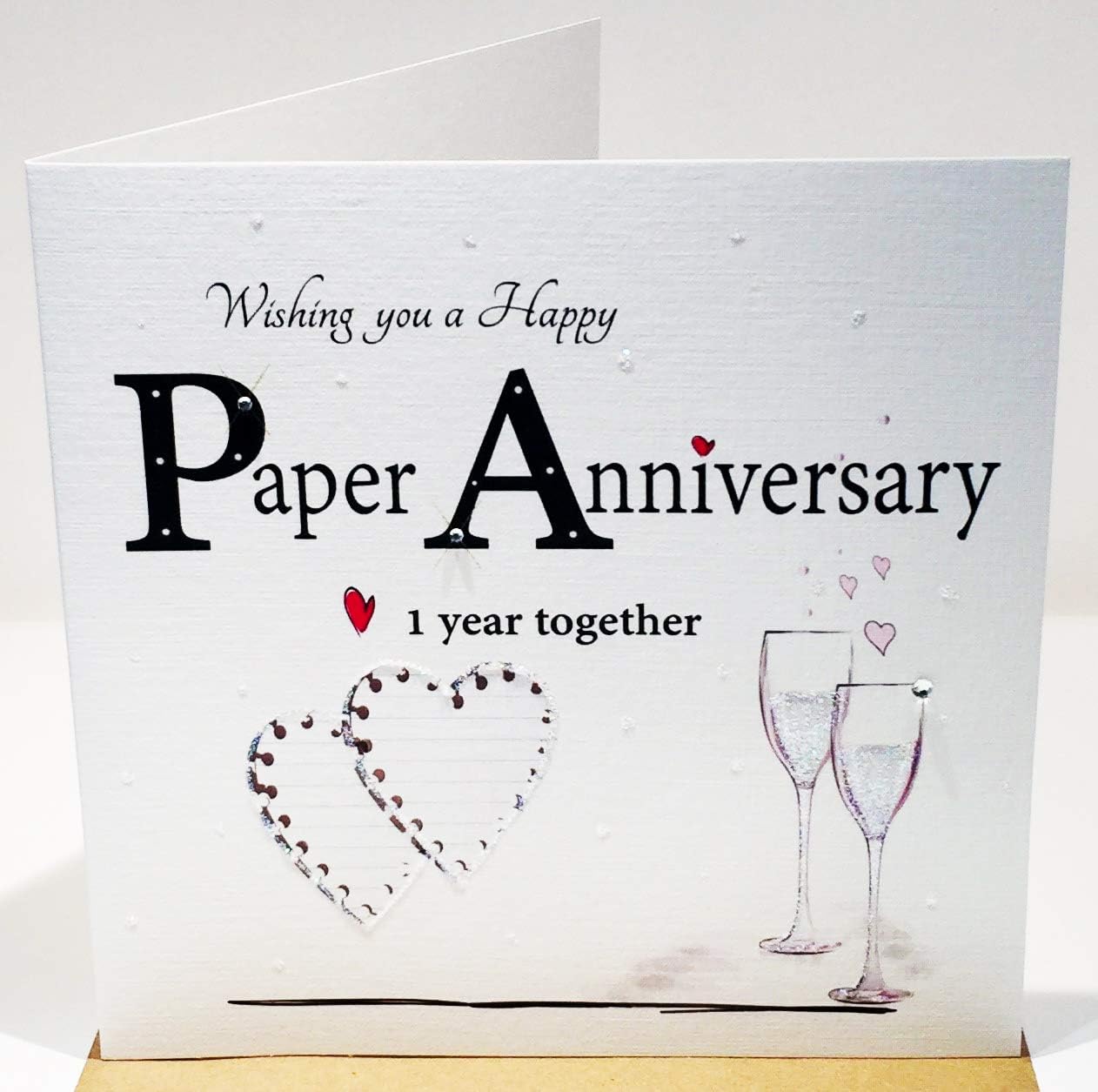 Paper Wedding Anniversary Card 1st Year Together 6 x 6 Inches